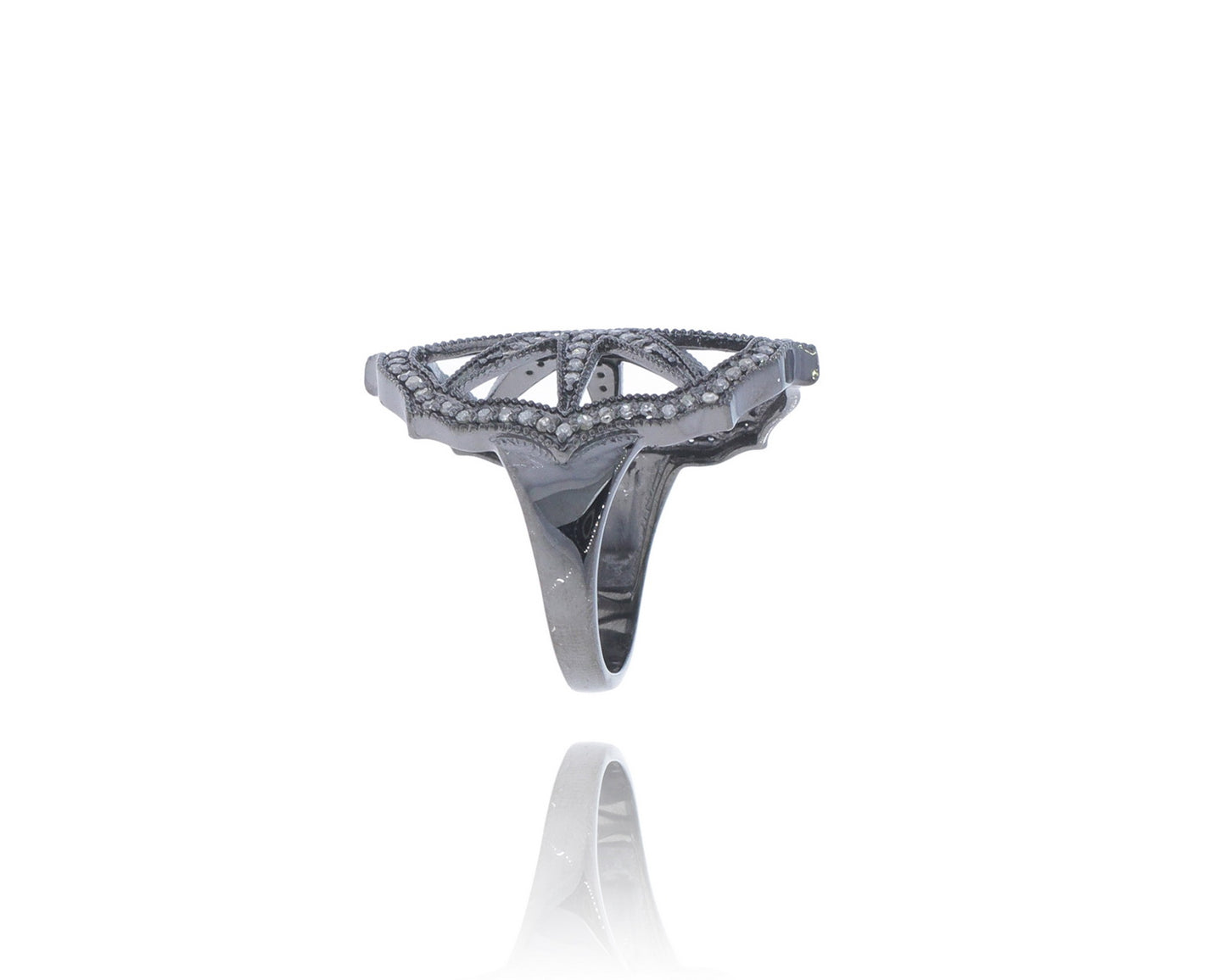 Diamond and Silver Black Rhodium Finish Ring