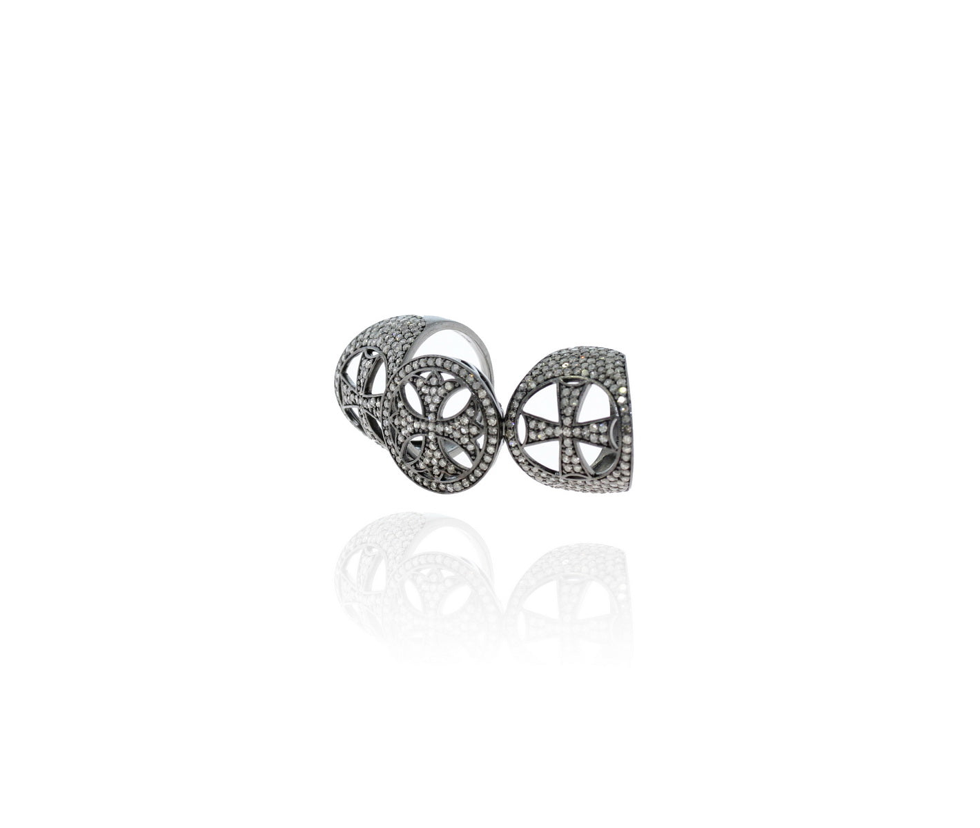 Diamond and Silver Black Rhodium Finish Rings