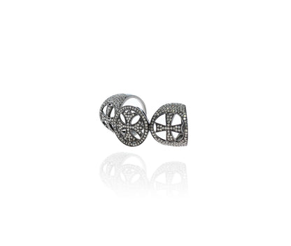 Diamond and Silver Black Rhodium Finish Rings