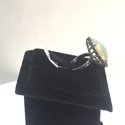 Opal and Blue Sapphire Ring With Diamond