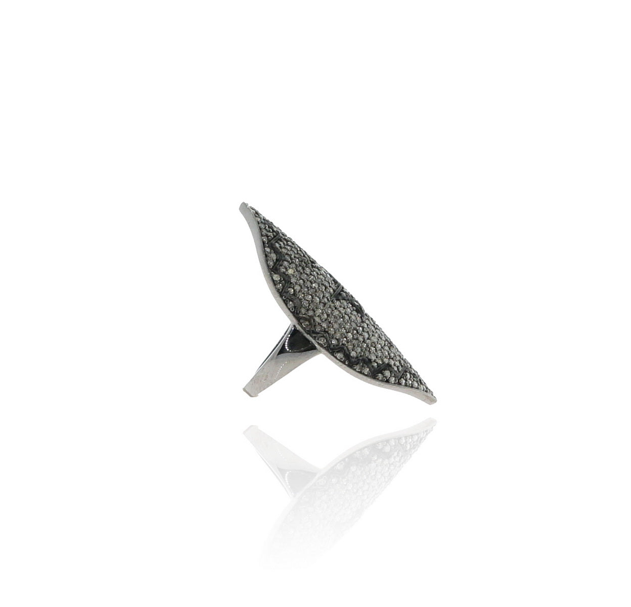Diamond and Silver Black Rhodium Finish Rings
