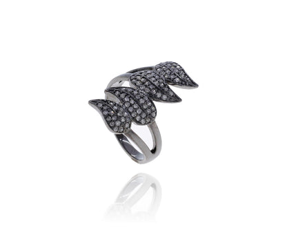 Diamond and Silver Black Rhodium Finish Rings