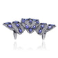 Diamond and Silver Multi Sapphire Stone Black Rhodium Finish Ring