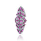 Diamond and Silver Multi Sapphire Stone Black Rhodium Finish Ring