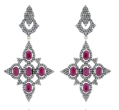 DESIGNER PARTY EARRING WITH DIAMOND AND GEMSTONES