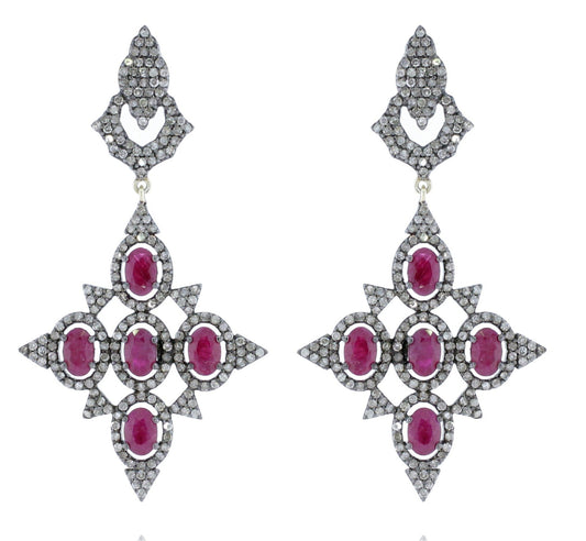 DESIGNER PARTY EARRING WITH DIAMOND AND GEMSTONES
