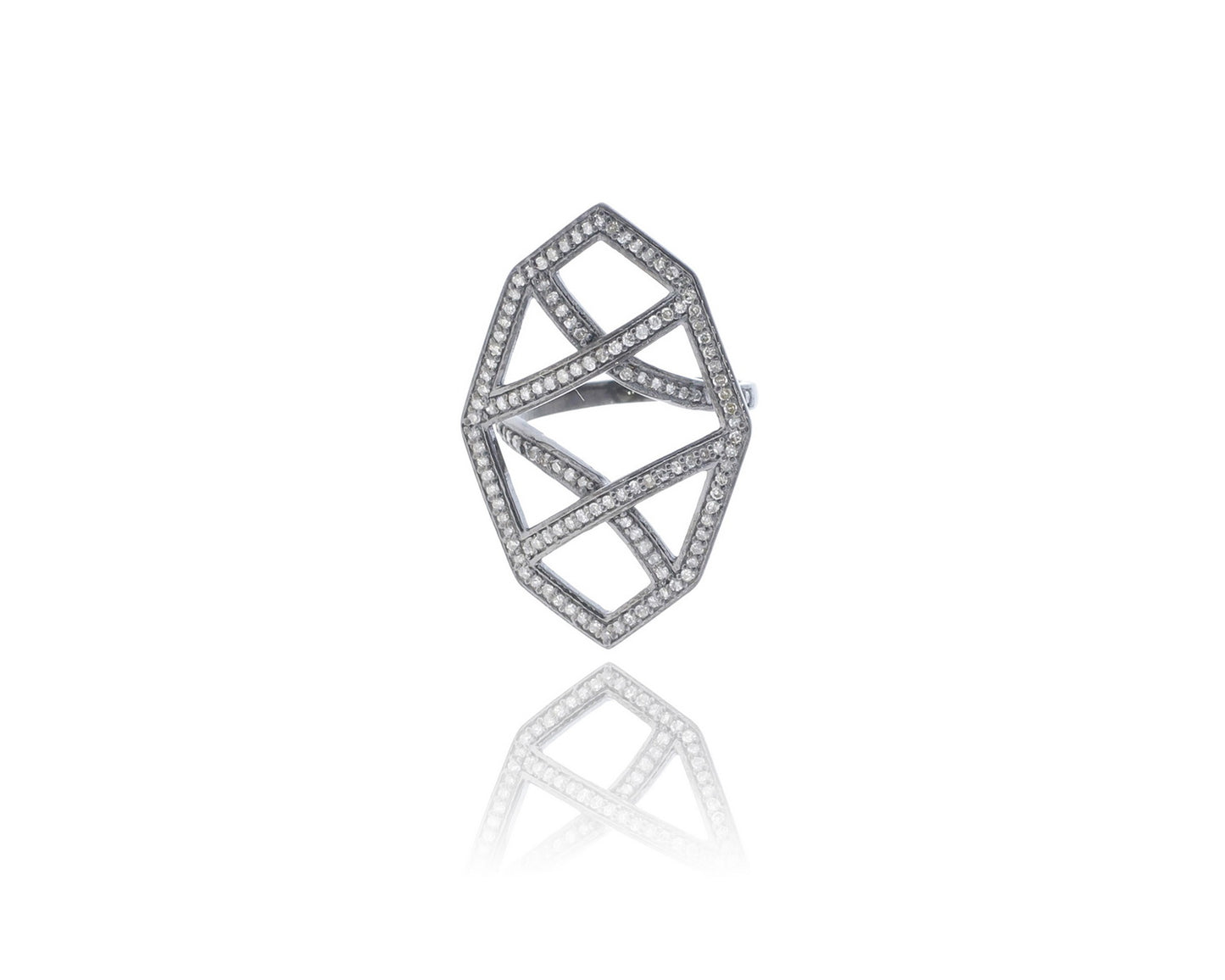 Designer Ring,Pave Diamond Ring,Diamond Ring,Pave Ring, Statement Ring, Oxidized Silver
