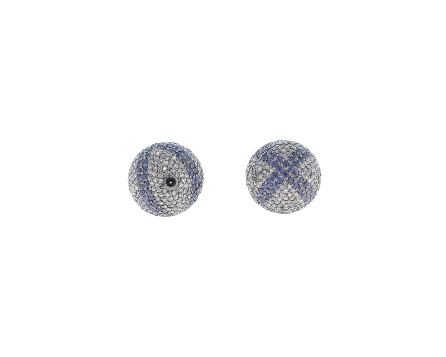 Round Designer Silver Pave Diamond Beads