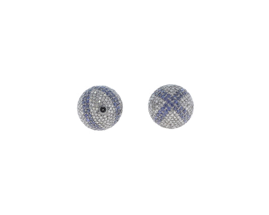 Round Designer Silver Pave Diamond Beads