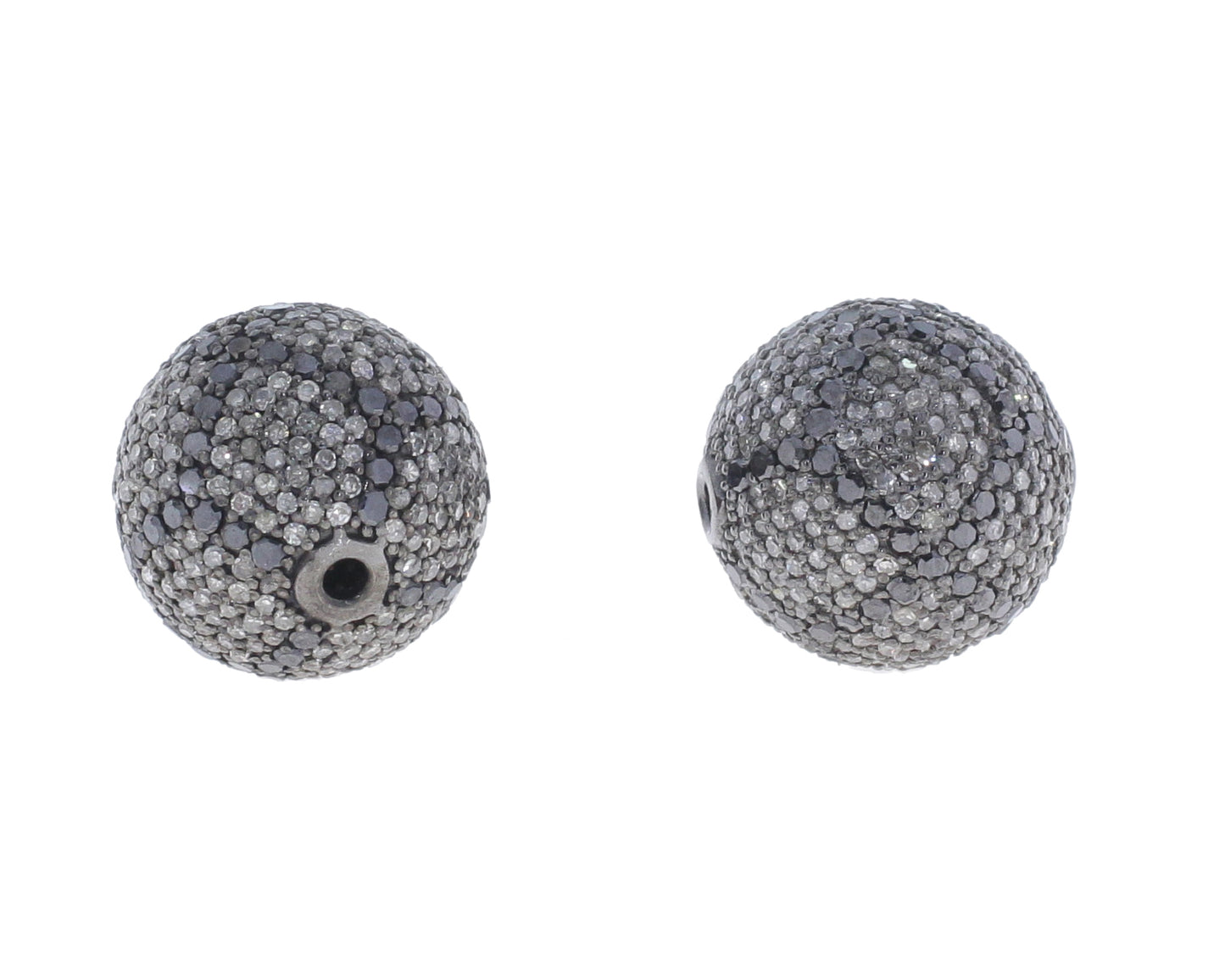 Silver and Diamond Pave Pave Beads