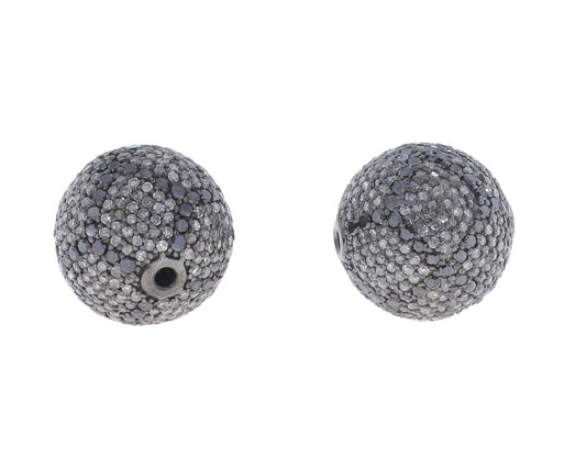 Silver and Diamond Pave Pave Beads
