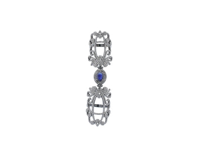 Diamond and Silver Ruby Stone Black Rhodium Finish Rings .