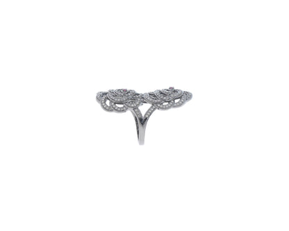 Diamond and Silver Ruby Stone Black Rhodium Finish Ring .