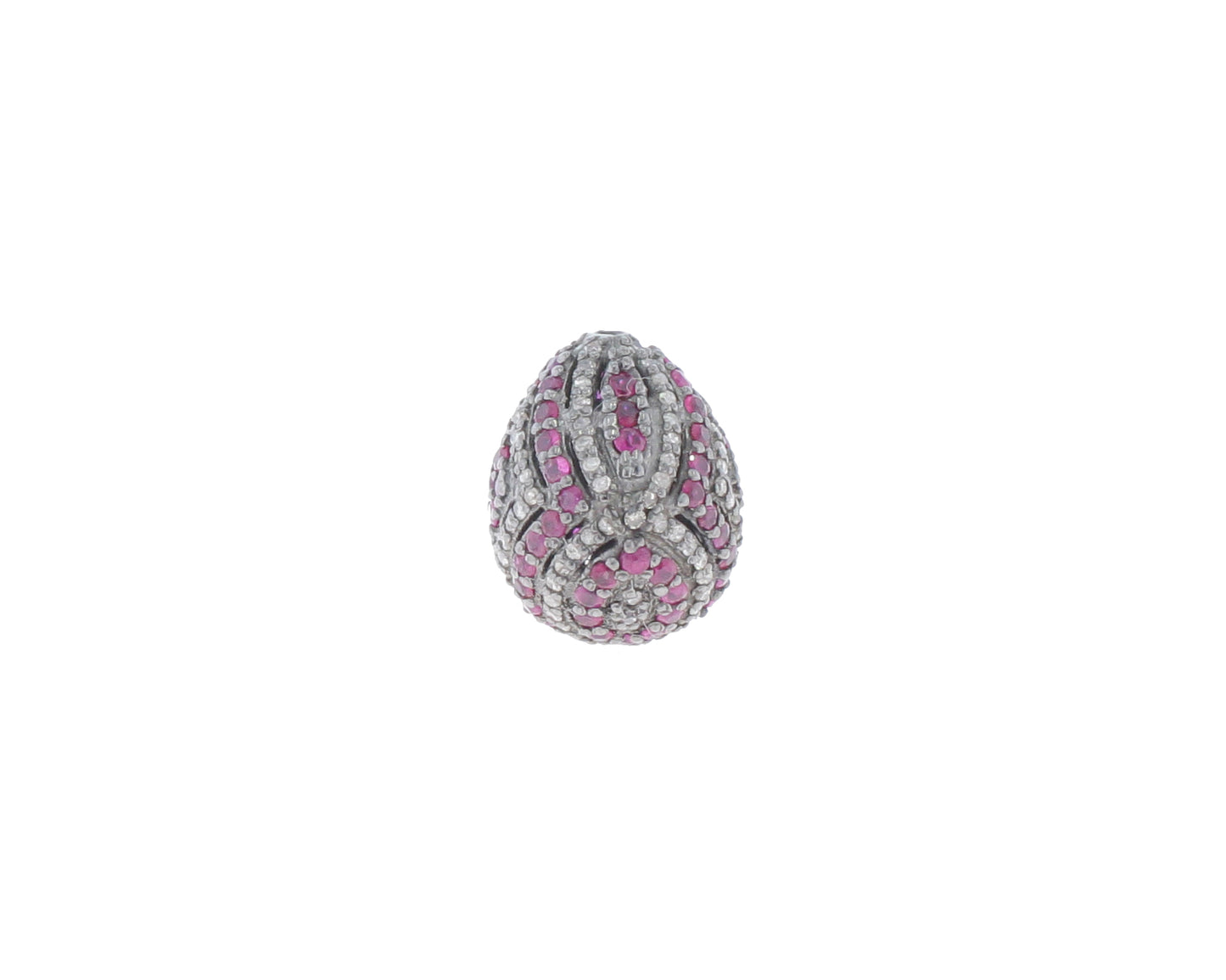Drop Designer Silver Pave Diamond and Ruby Beads