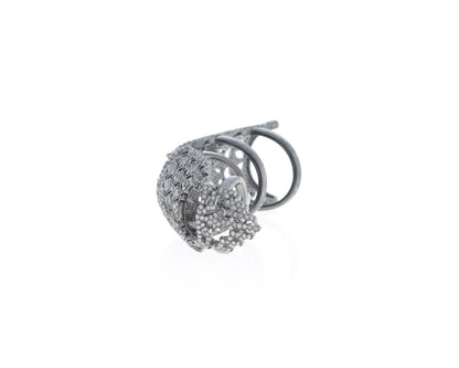 Diamond Full Finger Joint Ring Hollow Pattern Knuckle Rings,Pave Diamond Ring,Diamond Ring,Pave Ring, Statement Ring, Oxidized Silver