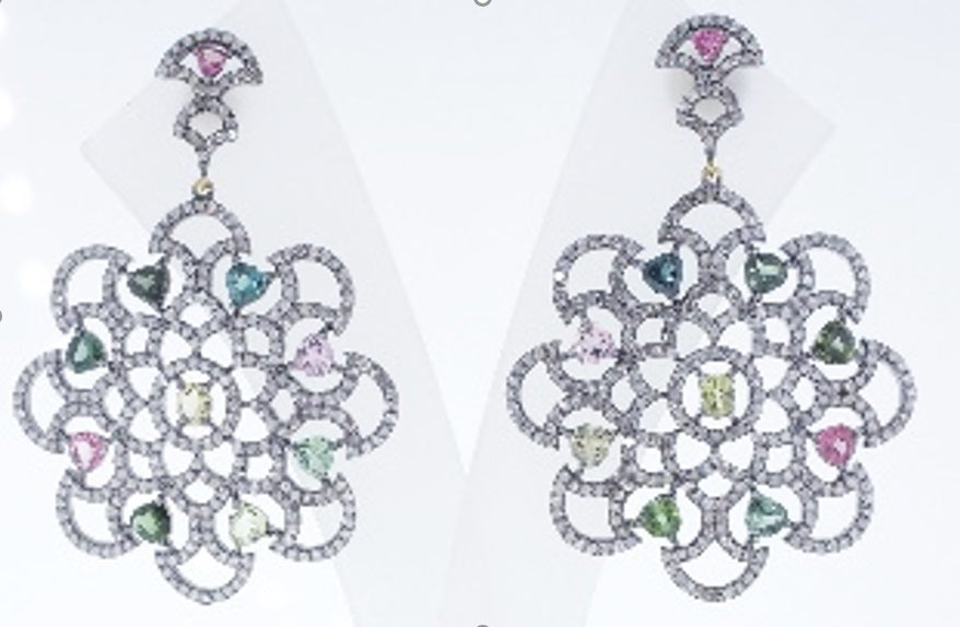 Multiple Gemstones Diamond Earring