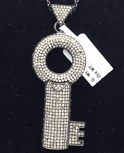 Large Key Shape Diamond Pendant
