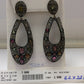 Diamond and Silver Multi Tourmaline Black Rhodium Finish Earring