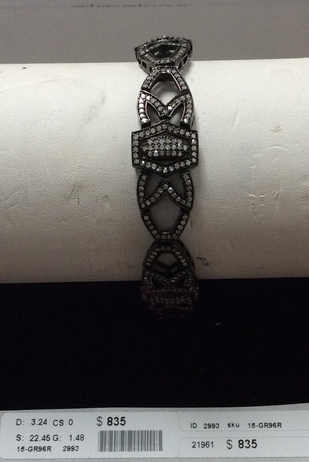 Diamond and Silver Black Rhodium Finish Bracelets .