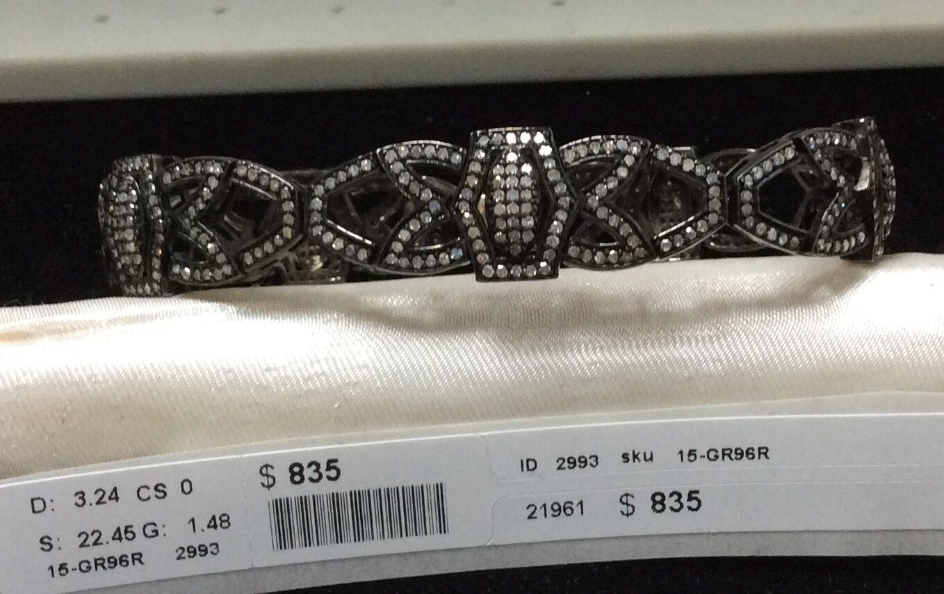 Diamond and Silver Black Rhodium Finish Bracelets .