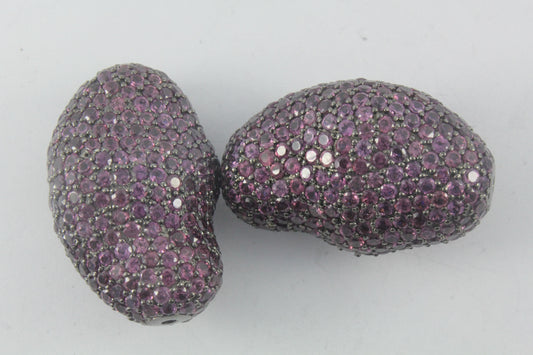 Nugget Shape Pave Beads with Diamond And Gemstone