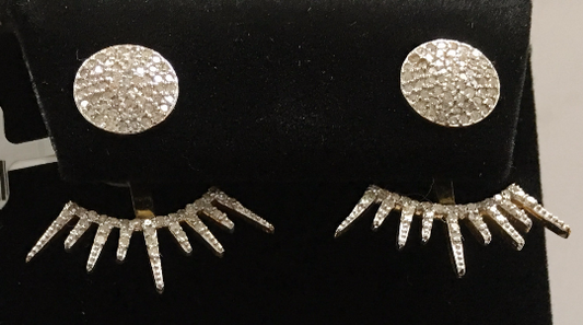 14k Solid Gold Sun Diamond Earrings . Genuine handmade pave diamond Earrings . Approx Size 1.00 "(25 mm)