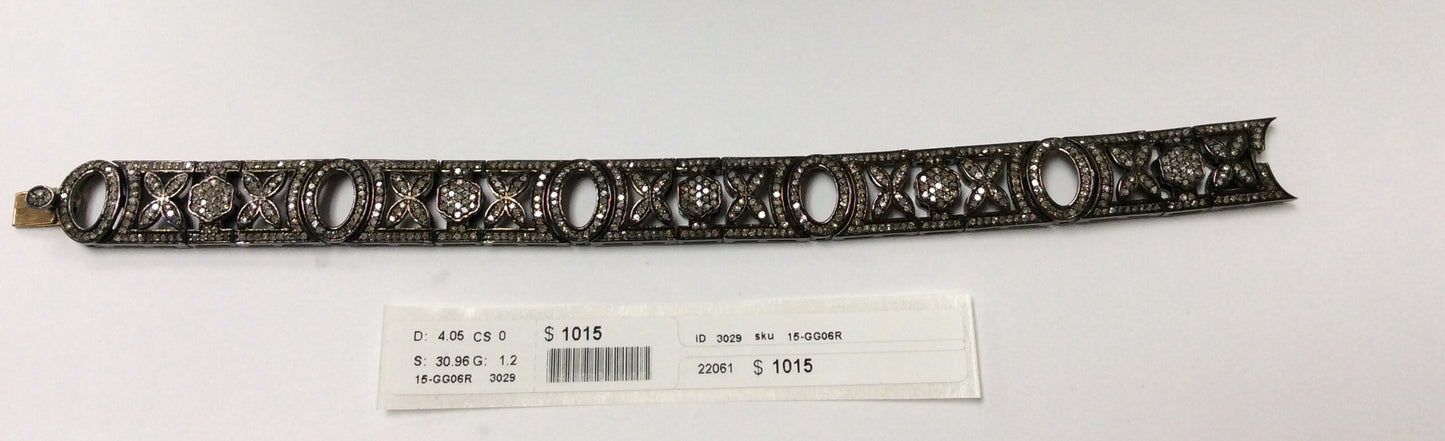 Diamond and Silver Black Rhodium Finish Bracelets .