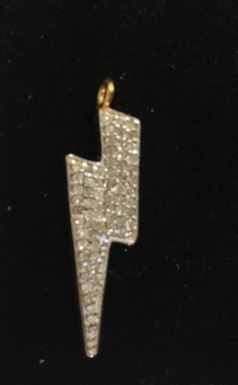 14K Solid Gold Diamond Lightning Pendants