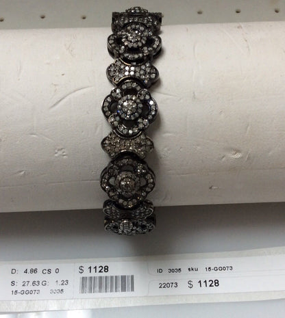 Diamond and Silver Black Rhodium Finish Bracelets .
