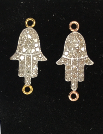 14K Solid Gold Diamond Hamsa Hand Pendants. Genuine handmade pave diamond Pendant. Approx Size 0.76 "(12 x 19 mm)