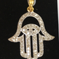 14K Solid Gold Diamond Hamsa Hand Pendants. Genuine handmade pave diamond Pendant. Approx Size 1.28 "(24 x 32 mm)