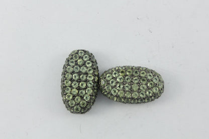 Oval Shape Blue Sapphire Pave Beads