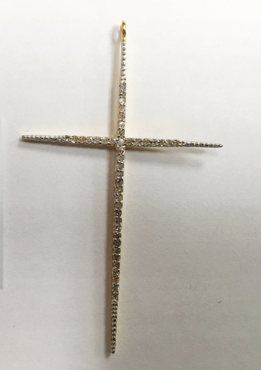 14K Solid Gold Cross Diamond Pendants