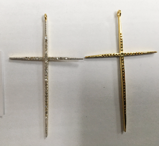 14K Solid Gold Cross Diamond Pendants