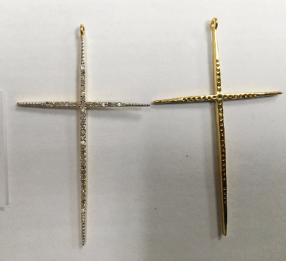 14K Solid Gold Cross Diamond Pendants
