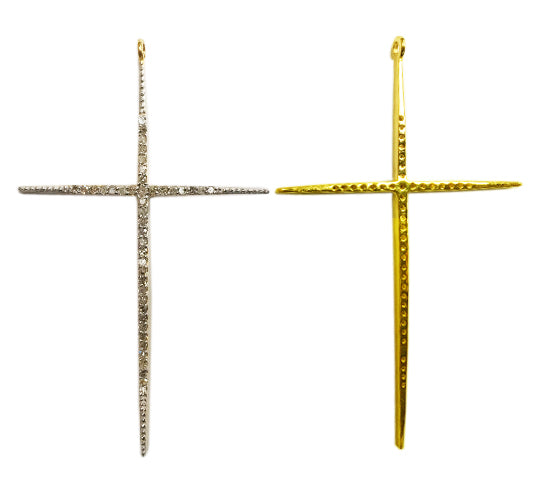 14K Solid Gold Cross Diamond Pendants