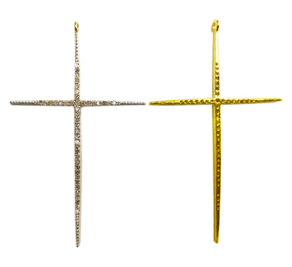 14K Solid Gold Cross Diamond Pendants