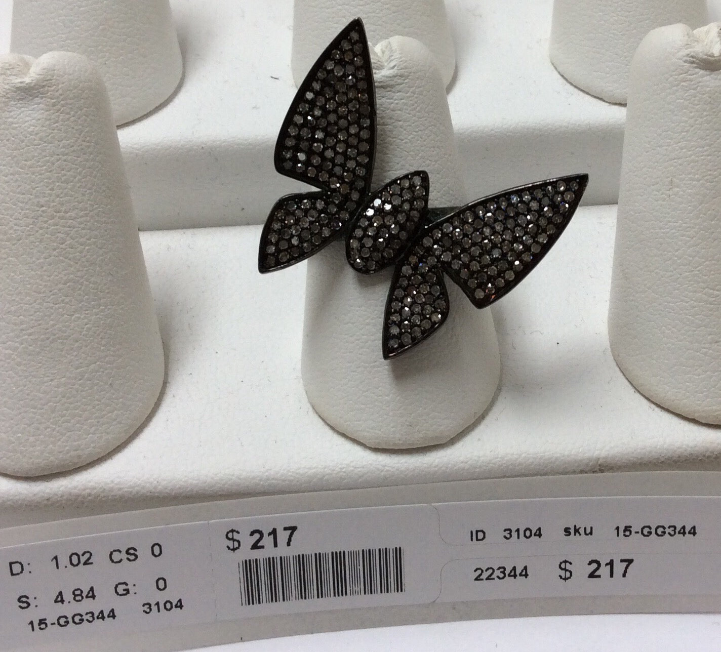 Butterfly Diamond and Silver Black Rhodium Finish Rings