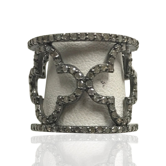 Diamond Silver Black Rhodium Finish Ring