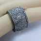 Pave Cigar Band Diamond Ring .925 Oxidized Sterling Silver Diamond Ring, Genuine handmade pave diamond Ring Size Approx 0.96"(13 x 24 MM)
