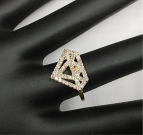 14k solid Gold Diamond Shape Diamond Rings. Genuine handmade pave diamond Rings. Approx Size 0.60 "(12 x 15 mm)