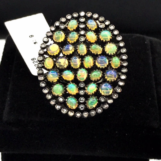 Oval Shape Opal and Diamond Ring