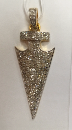 14k Solid Gold  Diamond Pendants. Genuine handmade pave diamond Pendant. Approx Size 1.56 "(14 x 39 mm)