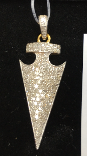 14k Solid Gold  Diamond Pendants. Genuine handmade pave diamond Pendant. Approx Size 1.56 "(14 x 39 mm)