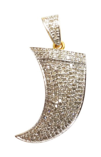 14K Solid Gold Diamond Horns Shape Pendants
