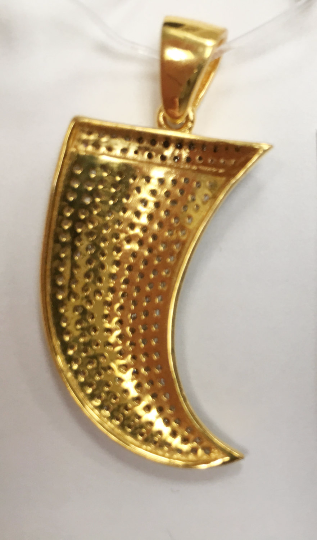 14K Solid Gold Diamond Horns Shape Pendants