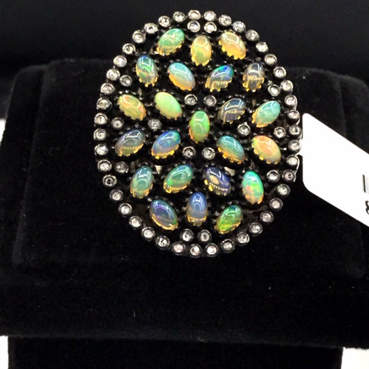 Oval Shape Opal and Diamond Ring