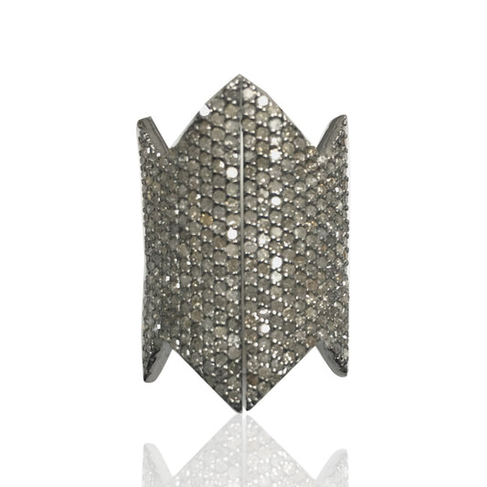 Diamond Silver Black Rhodium Ring