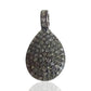 Drop Shaped Diamond Pendant .925 Oxidized Sterling Silver Diamond Pendant, Genuine handmade pave diamond Pendant Size 18 x 9 MM