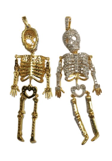 14K Solid Gold Diamond Skeleton Pendants. Genuine handmade pave diamond Pendant. Approx Size 2.60 "(19 x 65 mm)